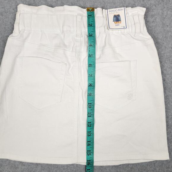 Indigo Rein Skirt Womens  Size 3 White Denim Button Fly NEW with Tags - Picture 10 of 10